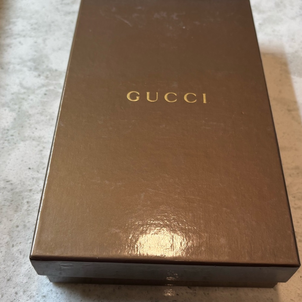 Gucci Guccissima Navy Leather Heart Bit Wallet w/ Gold with Gucci box - Picture 2 of 7